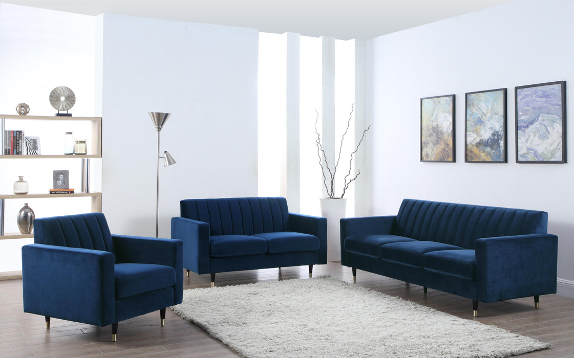 Lola Navy Velvet Sofa - Home And Beyond