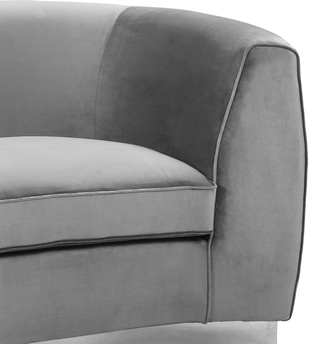 Julian Grey Velvet Loveseat - Home And Beyond