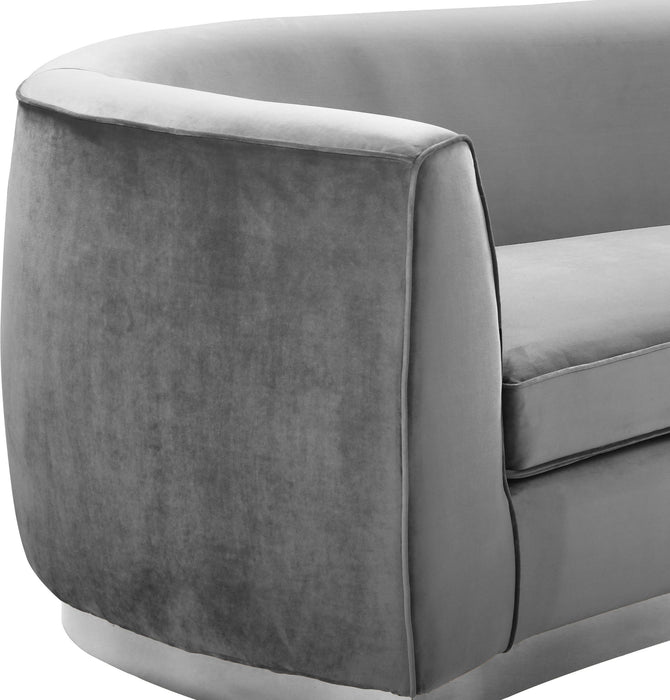 Julian Grey Velvet Loveseat - Home And Beyond