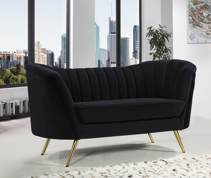 Margo Black Velvet Loveseat