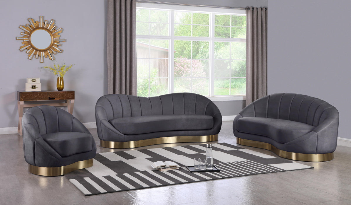 Shelly Grey Velvet Chaise - Home And Beyond