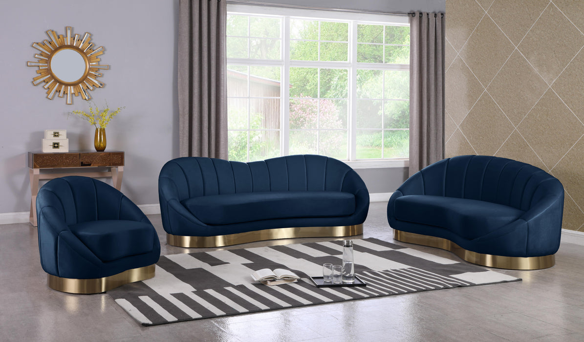 Shelly Navy Velvet Chaise - Home And Beyond