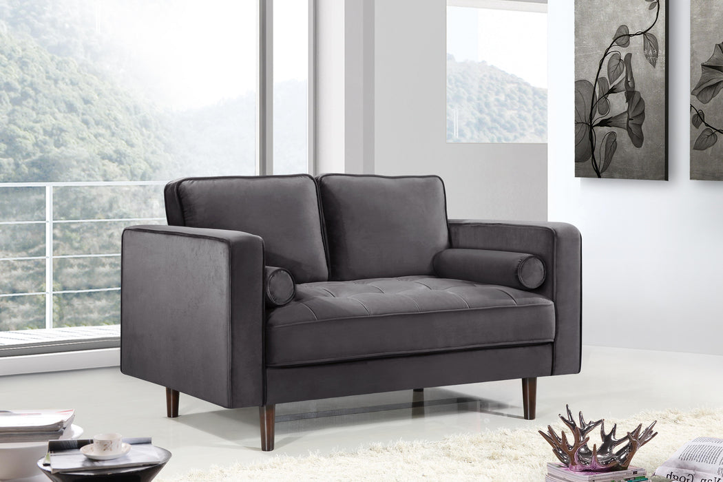 Emily Grey Velvet Loveseat