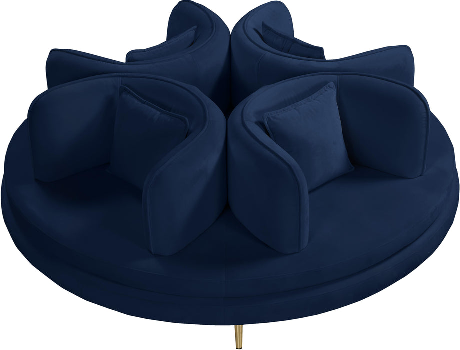 Circlet Navy Velvet Round Sofa Settee - Home And Beyond