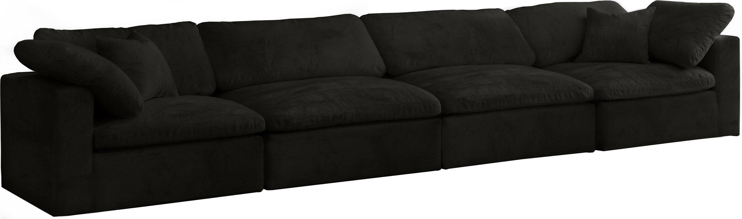 Cozy Black Velvet Cloud Modular Sofa