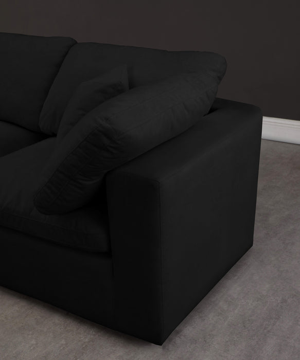 Cozy Black Velvet Cloud Modular Armless Sofa