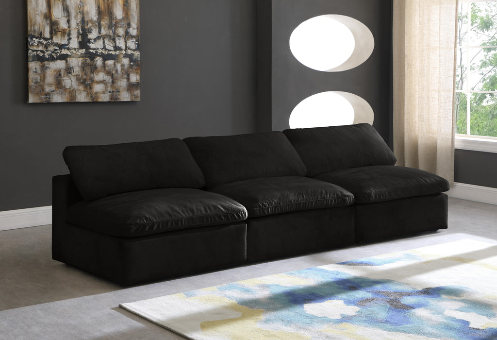 Cozy Black Velvet Cloud Modular Armless Sofa