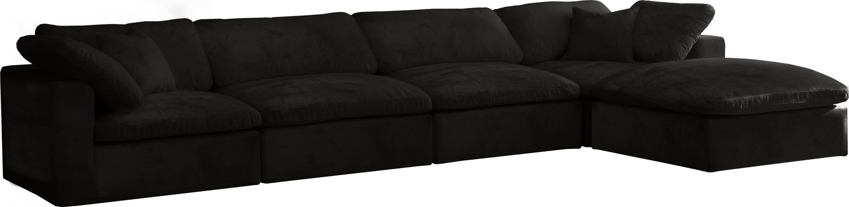 Cozy Black Velvet Cloud Modular Sectional