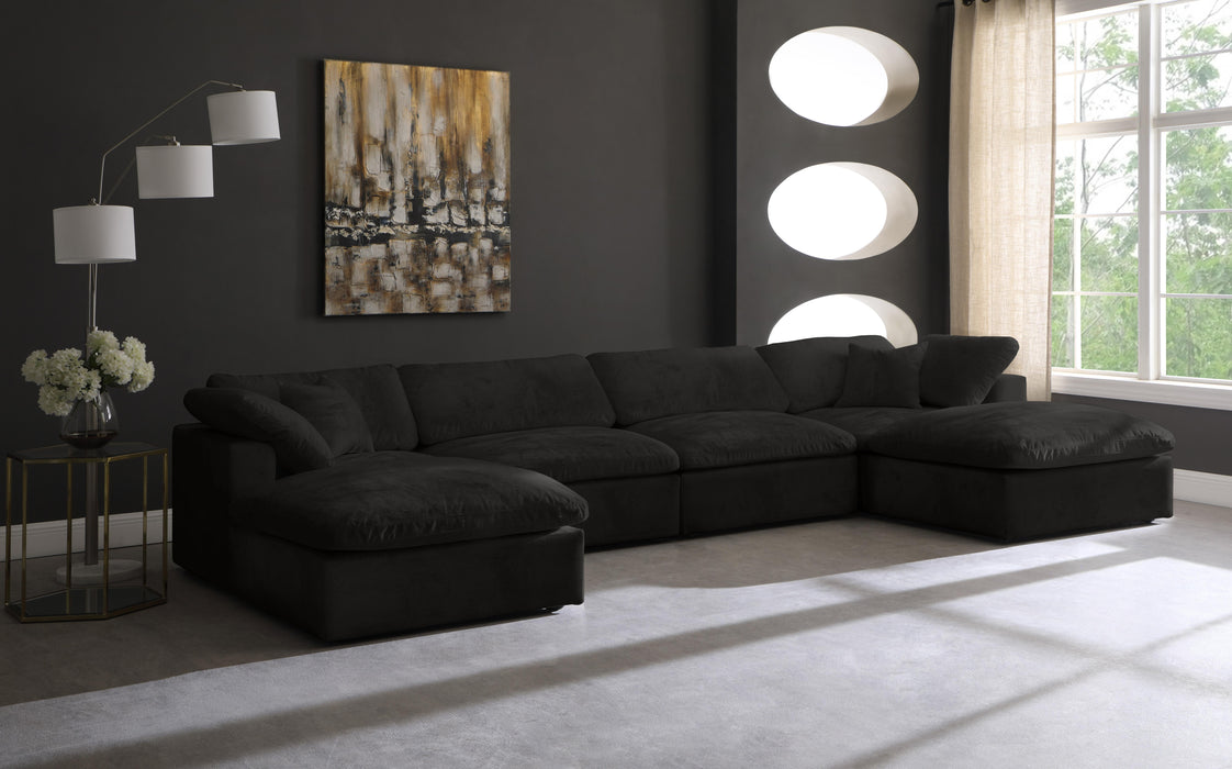 Cozy Black Velvet Cloud Modular Sectional