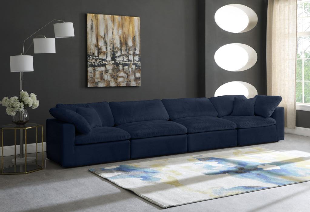 Cozy Navy Velvet Cloud Modular Sofa