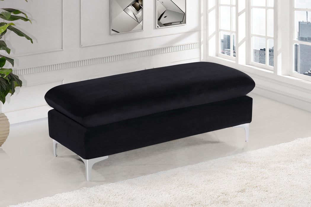 Naomi Black Velvet Ottoman