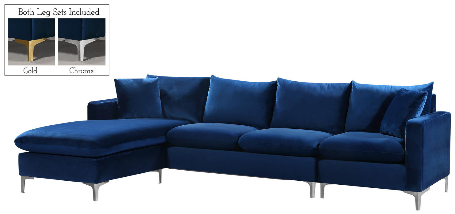 Naomi Navy Velvet 2pc. Reversible Sectional