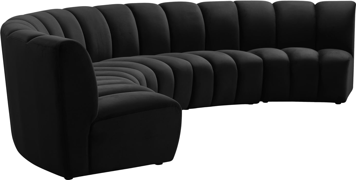 Infinity Black Velvet 5pc. Modular Sectional - Home And Beyond