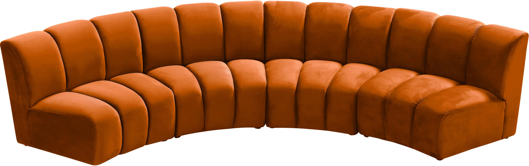 Infinity Cognac Velvet 4pc. Modular Sectional - Home And Beyond
