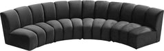 Infinity Grey Velvet 4pc. Modular Sectional - Home And Beyond