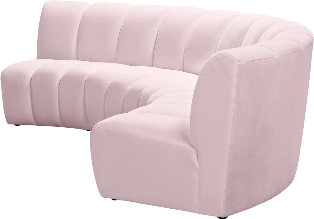 Infinity Pink Velvet 3pc. Modular Sectional - Home And Beyond