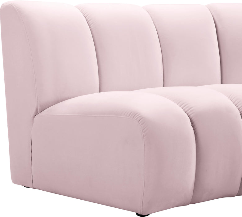 Infinity Pink Velvet 4pc. Modular Sectional - Home And Beyond