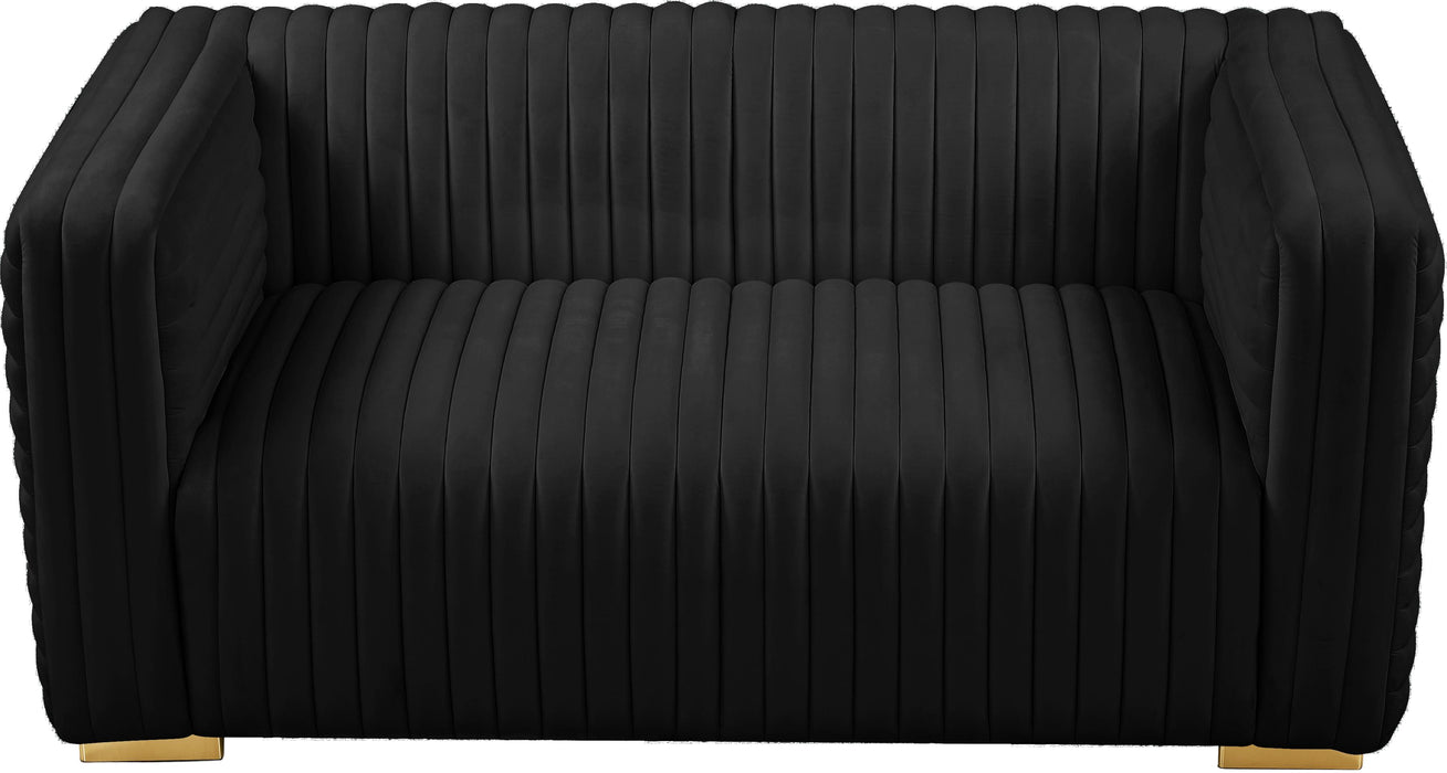 Ravish Black Velvet Loveseat