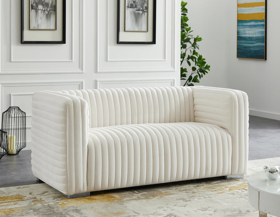 Ravish Cream Velvet Loveseat