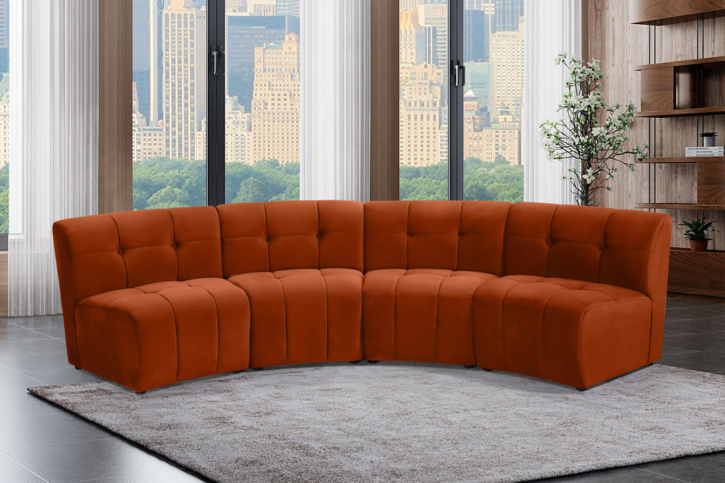 Limitless Cognac Velvet 4pc. Modular Sectional