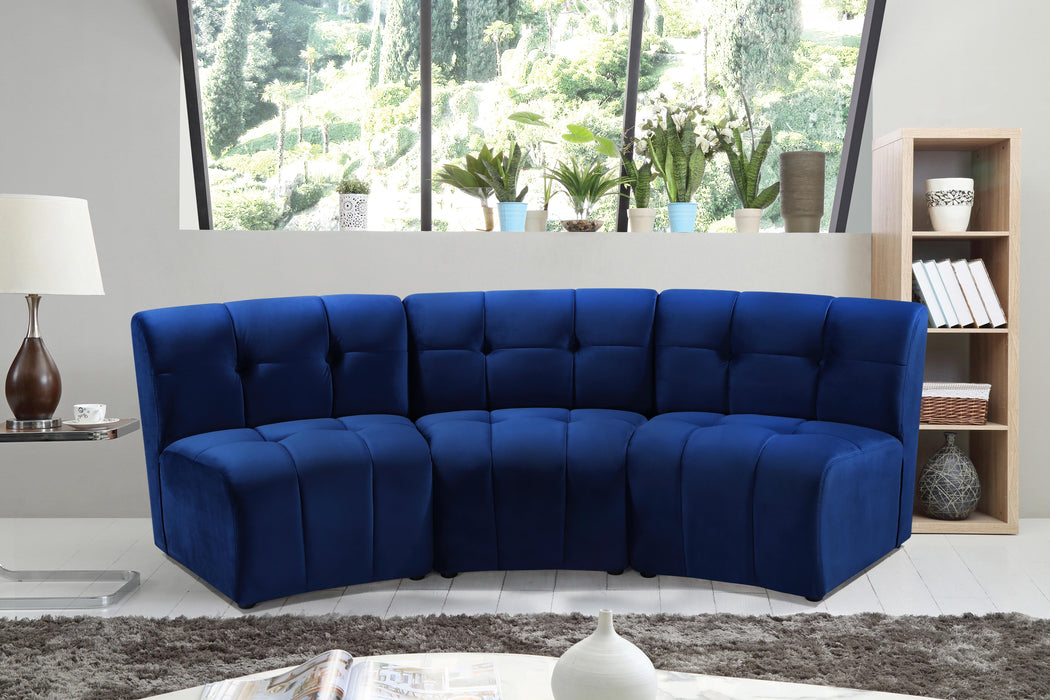 Limitless Navy Velvet 3pc. Modular Sectional