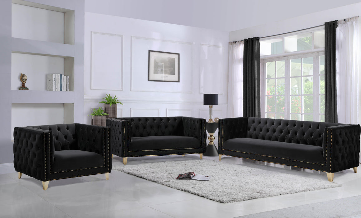 Michelle Black Velvet Loveseat