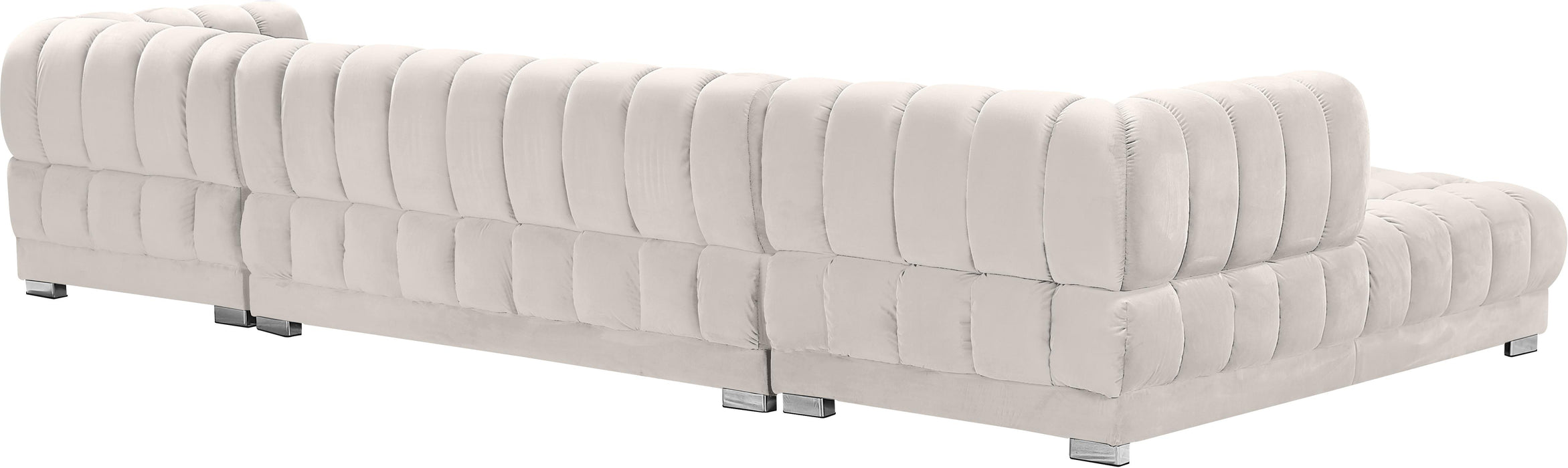 Gwen Cream Velvet 3pc. Sectional (3 Boxes) - Home And Beyond