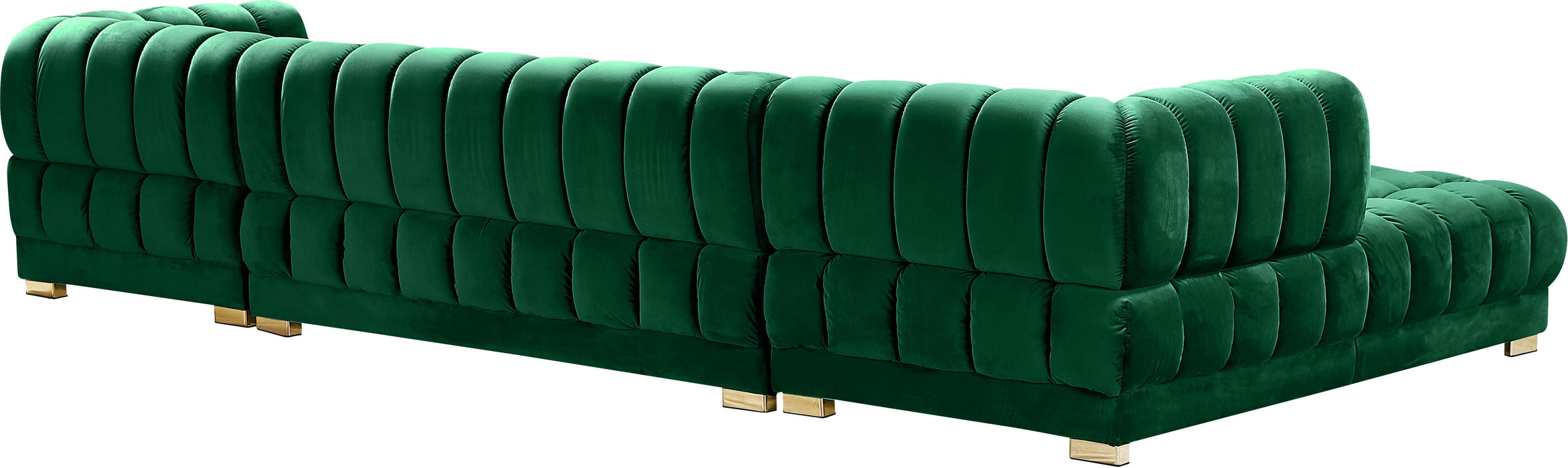 Gwen Green Velvet 3pc. Sectional (3 Boxes) - Home And Beyond