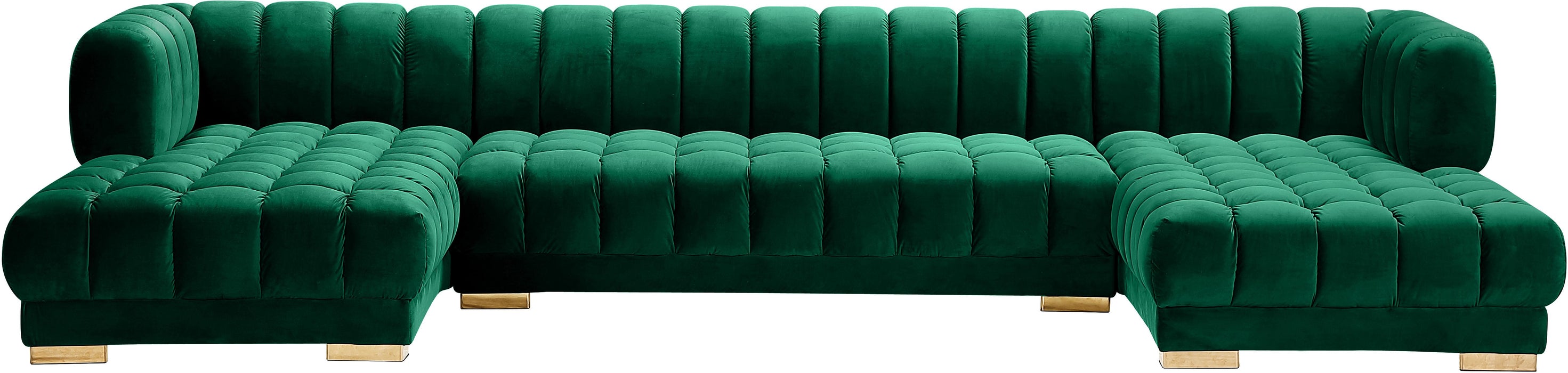 Gwen Green Velvet 3pc. Sectional (3 Boxes) - Home And Beyond