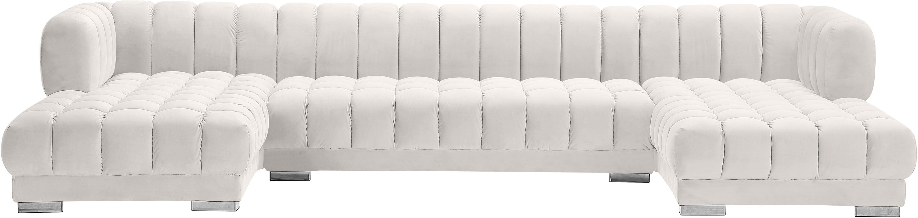 Gwen Cream Velvet 3pc. Sectional (3 Boxes) - Home And Beyond