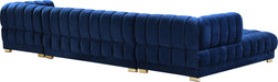 Gwen Navy Velvet 3pc. Sectional (3 Boxes) - Home And Beyond