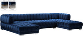 Gwen Navy Velvet 3pc. Sectional (3 Boxes) - Home And Beyond