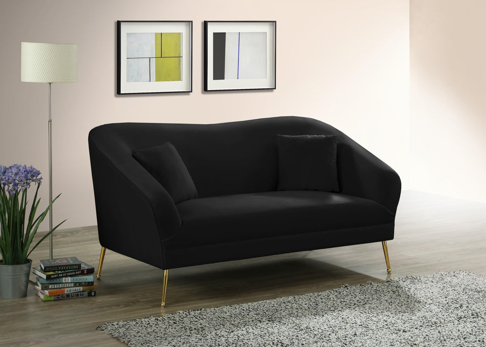 Hermosa Black Velvet Loveseat