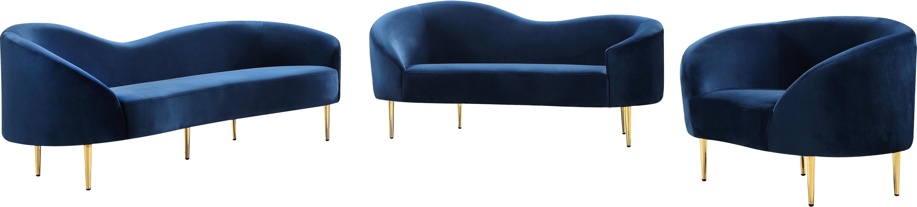 Ritz Navy Velvet Loveseat - Home And Beyond