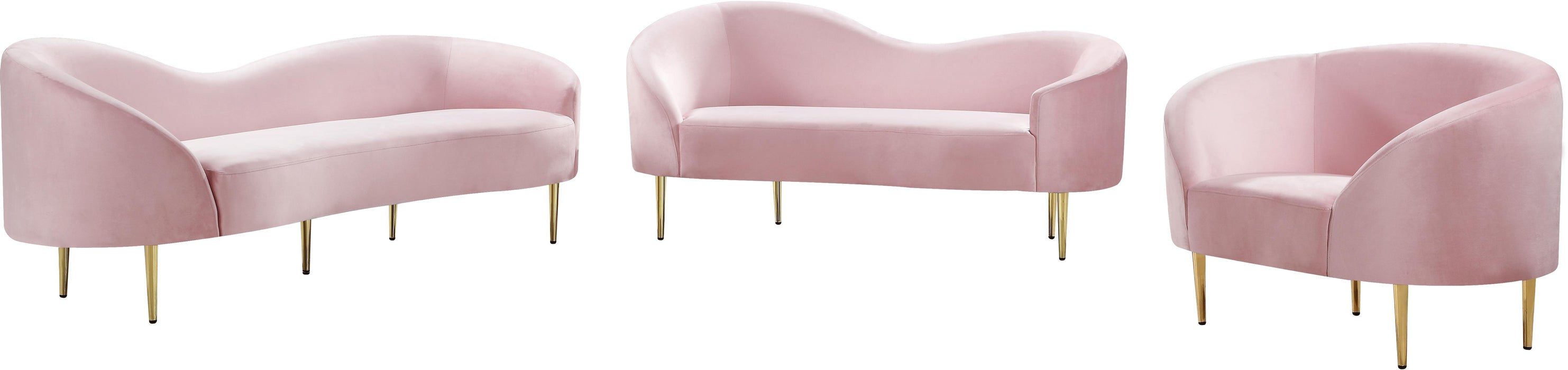 Ritz Pink Velvet Loveseat - Home And Beyond