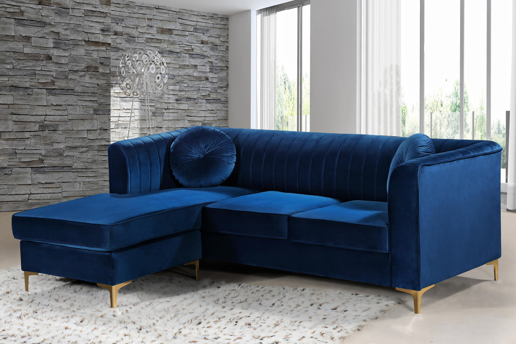 Eliana Navy Velvet 2pc. Reversible Sectional