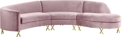 Serpentine Pink Velvet 3pc. Sectional image