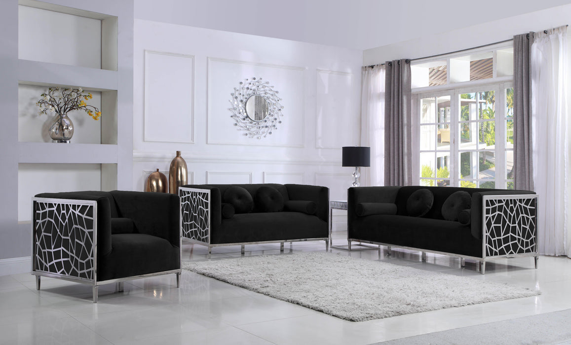 Opal Black Velvet Loveseat - Home And Beyond