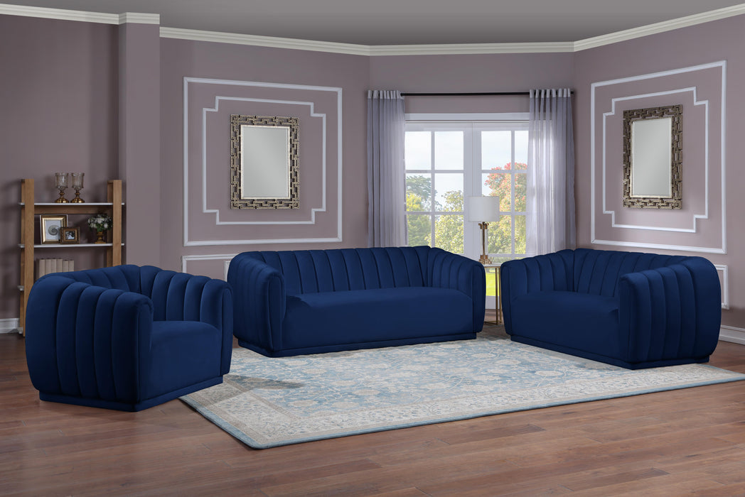 Dixie Navy Velvet Loveseat - Home And Beyond
