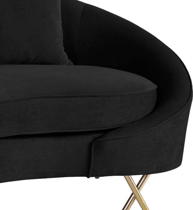 Serpentine Black Velvet Loveseat - Home And Beyond