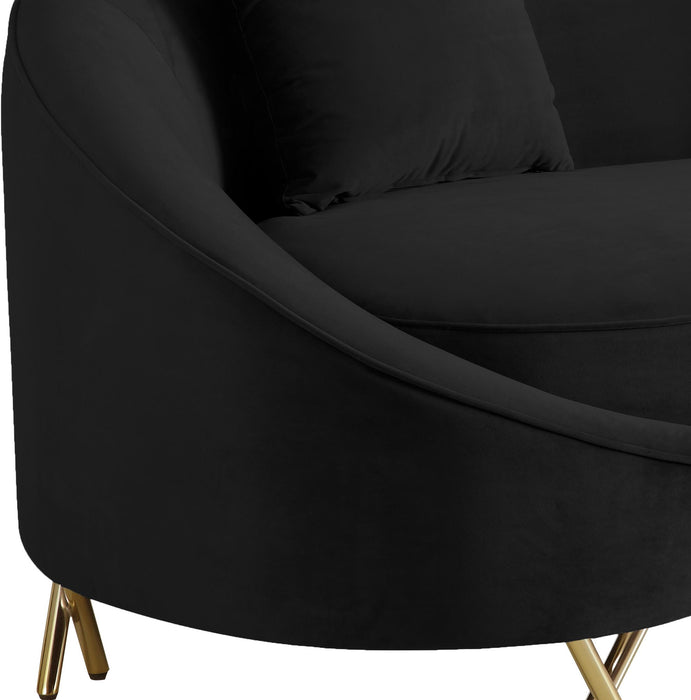 Serpentine Black Velvet Loveseat - Home And Beyond