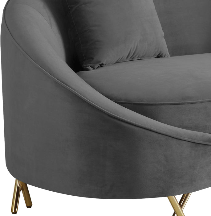Serpentine Grey Velvet Sofa - Home And Beyond