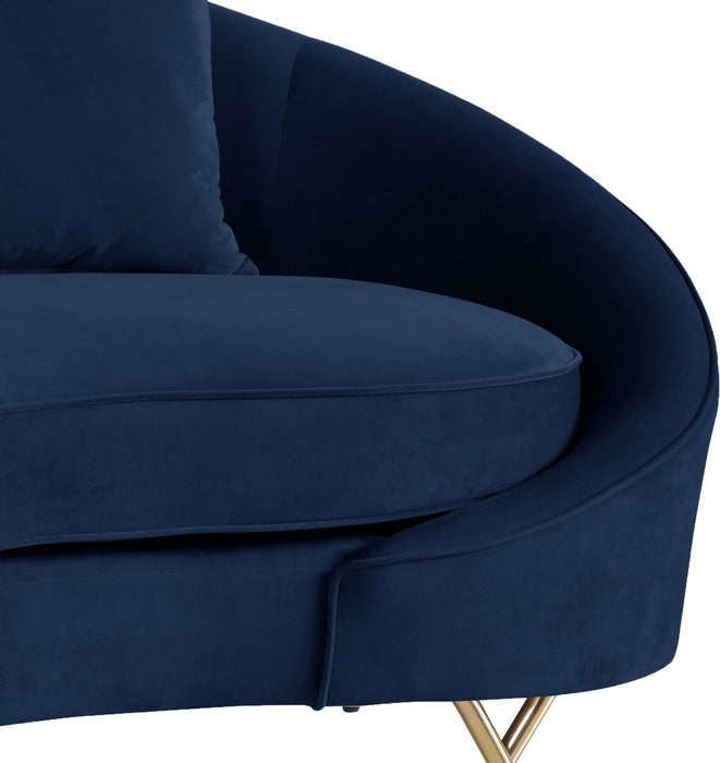 Serpentine Navy Velvet Sofa - Home And Beyond