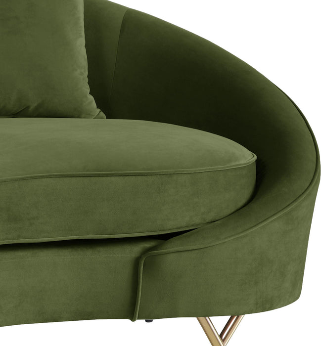 Serpentine Olive Velvet Loveseat - Home And Beyond