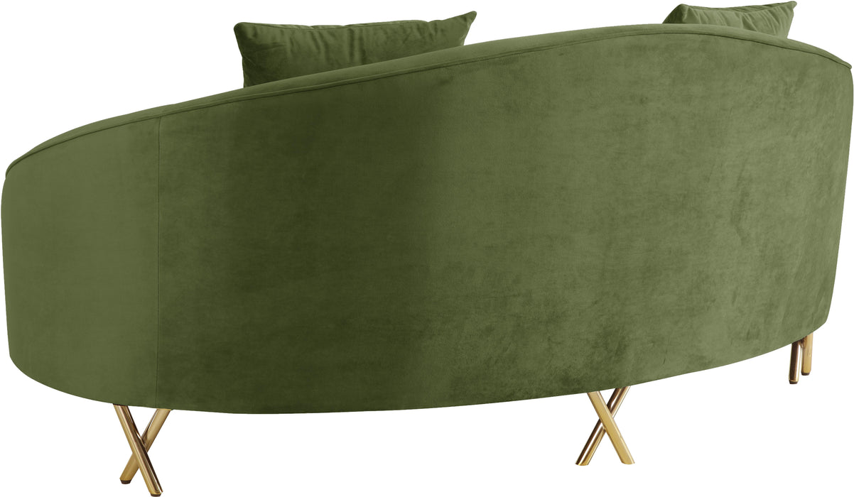 Serpentine Olive Velvet Loveseat