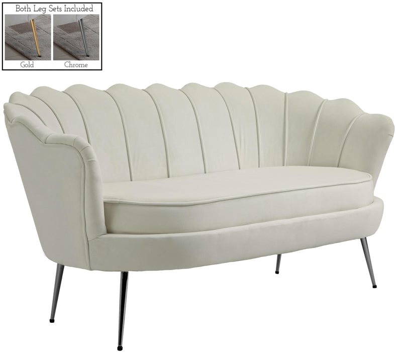 Gardenia Cream Velvet Loveseat