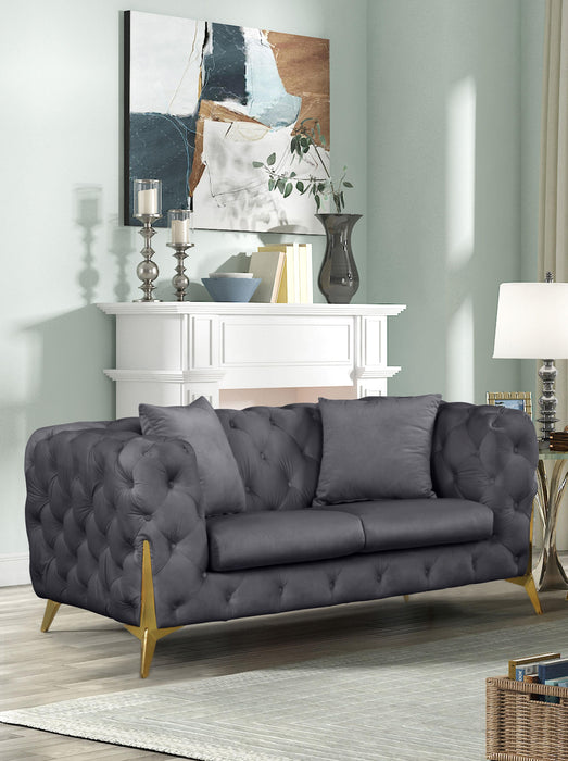 Kingdom Grey Velvet Loveseat