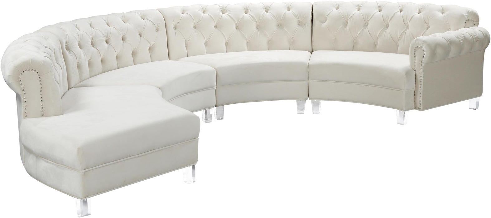 Anabella Cream Velvet 4pc. Sectional