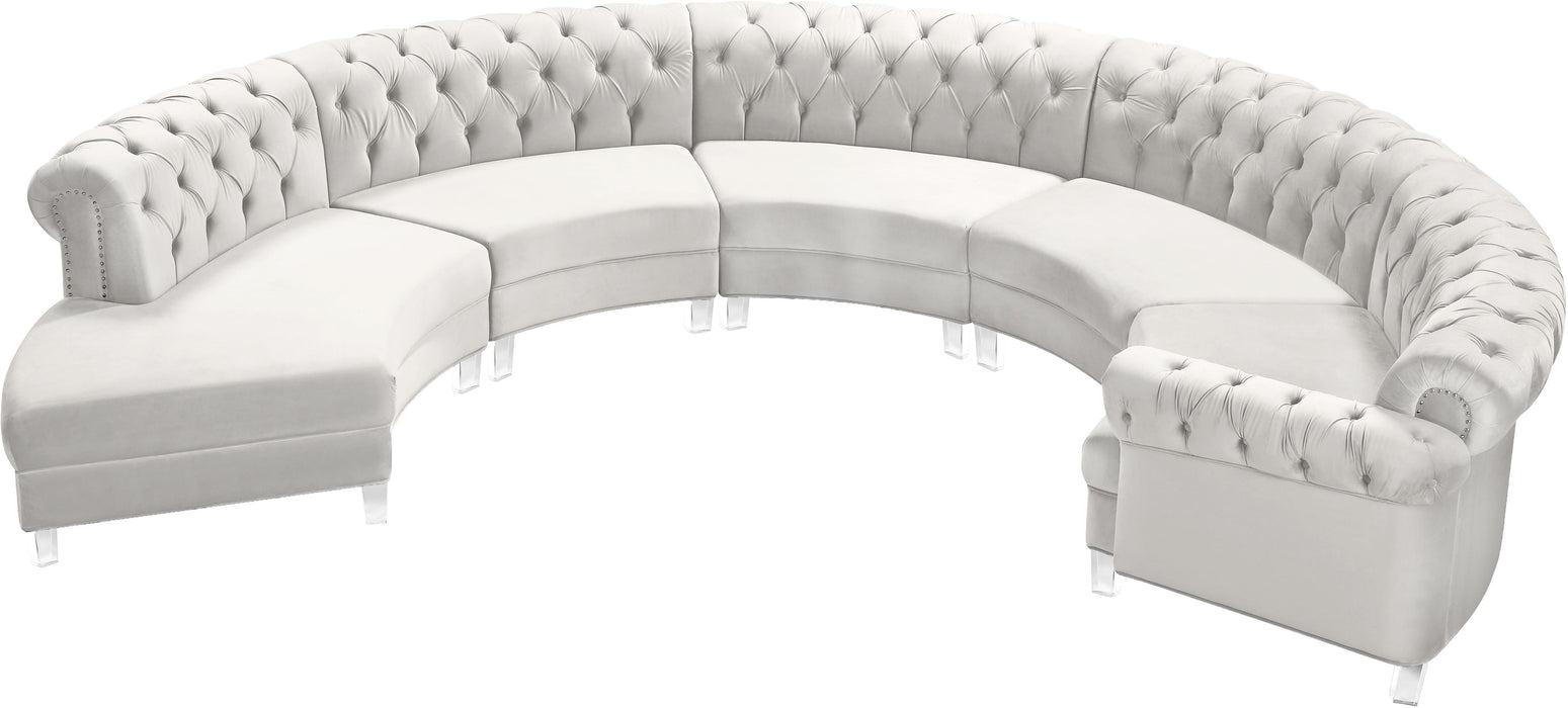 Anabella Cream Velvet 5pc. Sectional