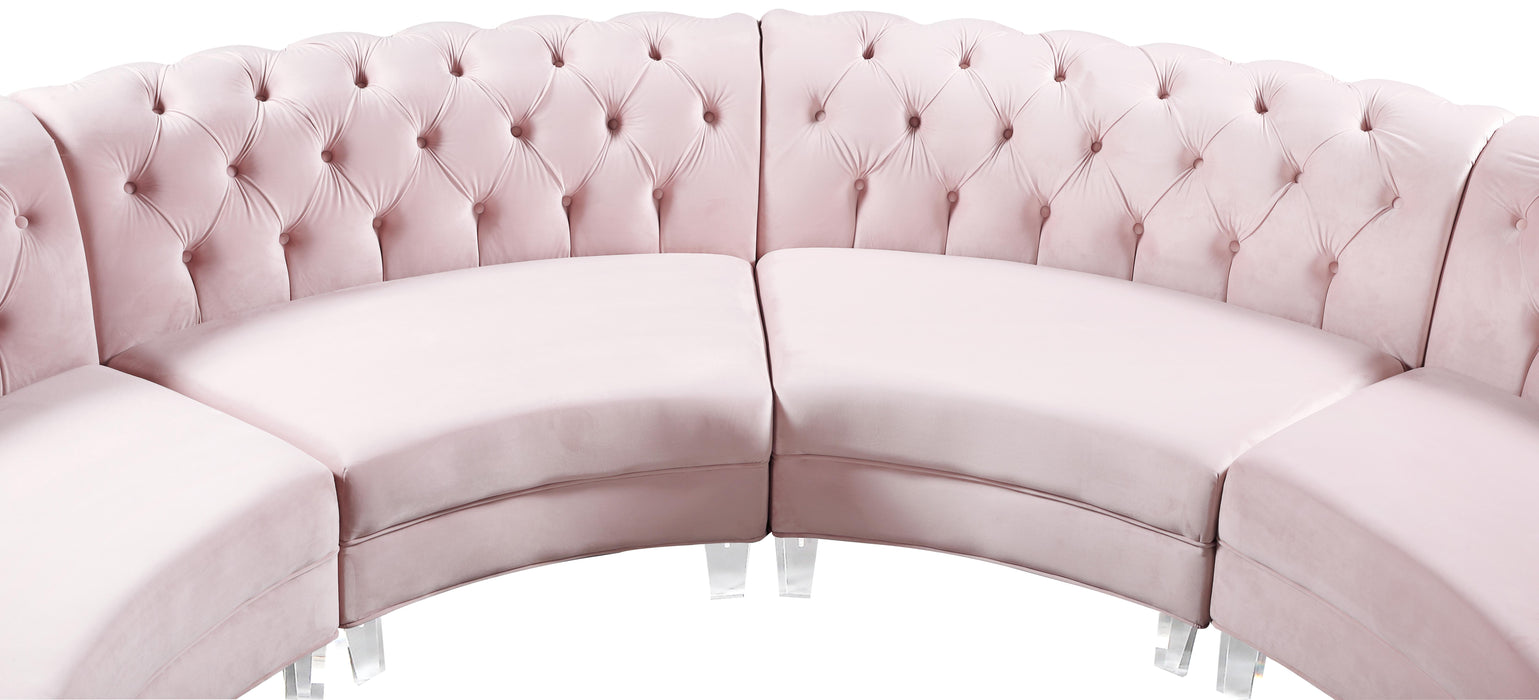 Anabella Pink Velvet 5pc. Sectional